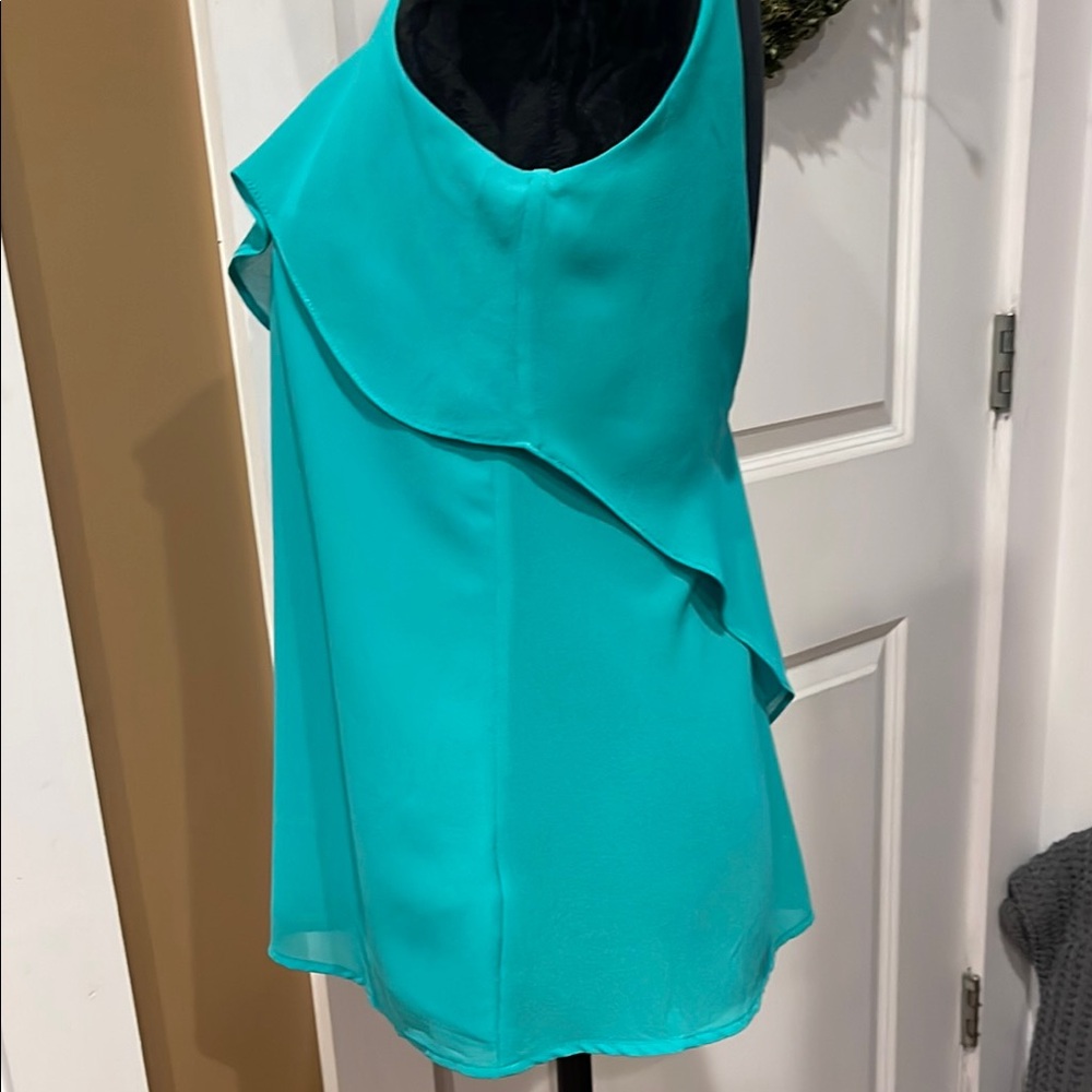Small Teal Ruffle spaghetti Strap Top - Picture 8 of 10